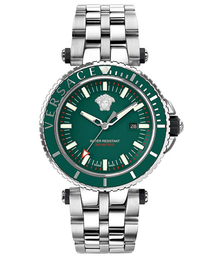 Versace V-Race Diver Roloi Batarias me Asimi Metalliko Brasele VEAK00721