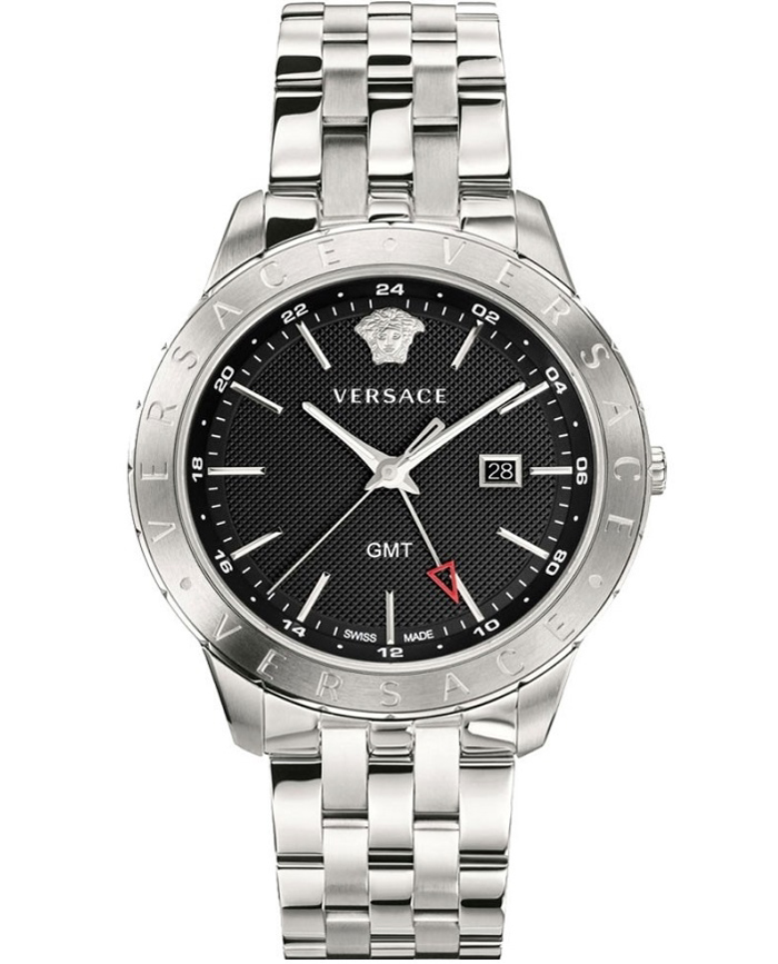 Versace Univers GMT Roloi Batarias me Asimi Metalliko Brasele VEBK00418
