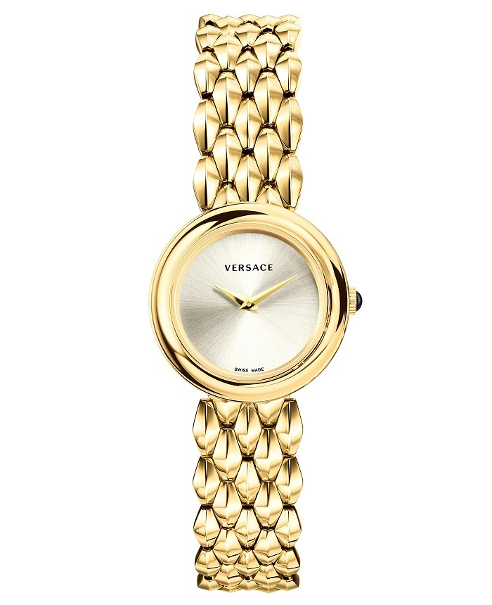 Versace V-Flare Roloi Batarias me Xruso Metalliko Brasele VEBN00718