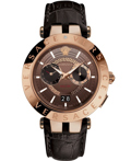 Versace V-Race Dual Time Roloi Batarias me Mavro Dermatino Louraki VEBV00722