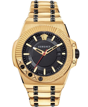 Versace Chain Reaction Ρολόι Μπαταρίας με Χρυσό Μεταλλικό Μπρασελέ VEDY00619