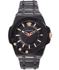 Versace Chain Reaction Roloi Batarias me Mavro Metalliko Brasele VEDY00719
