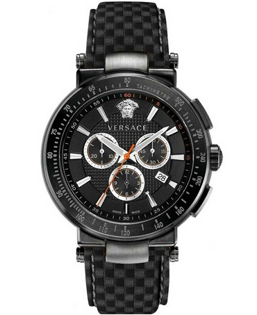 Versace Mystique Sport Ρολόι Χρονογράφος Μπαταρίας με Μαύρο Δερμάτινο Λουράκι VEFG02020
