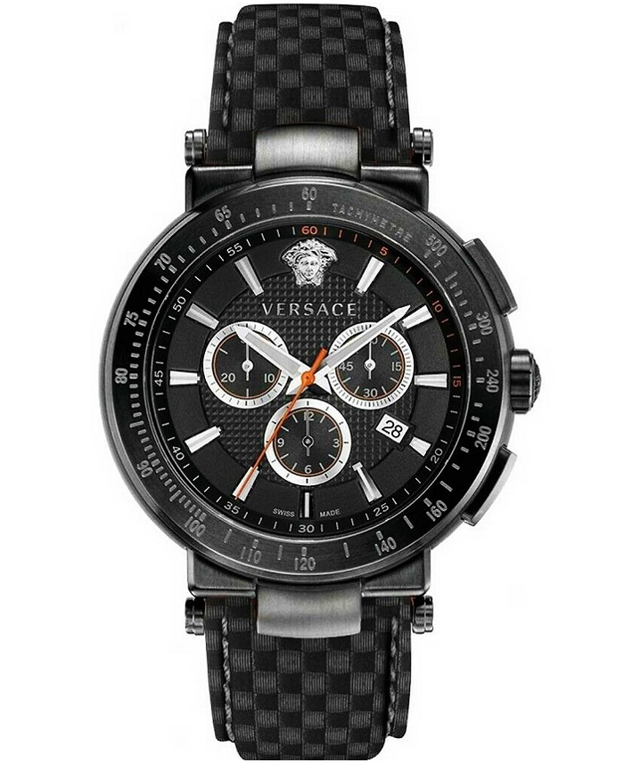 Versace Mystique Sport Roloi Xronogafos Batarias me Mavro Dermatino Louraki VEFG02020
