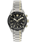 Versace V-Chrono Roloi Xronogafos Batarias me Xruso / Asimi Metalliko Brasele VEHB00619