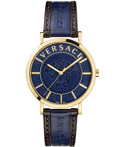 Versace V-Essential Roloi Batarias me Ble Dermatino Louraki VEJ400321