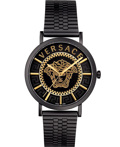 Versace V-Essential Roloi Batarias me Mavro Metalliko Brasele VEJ400621