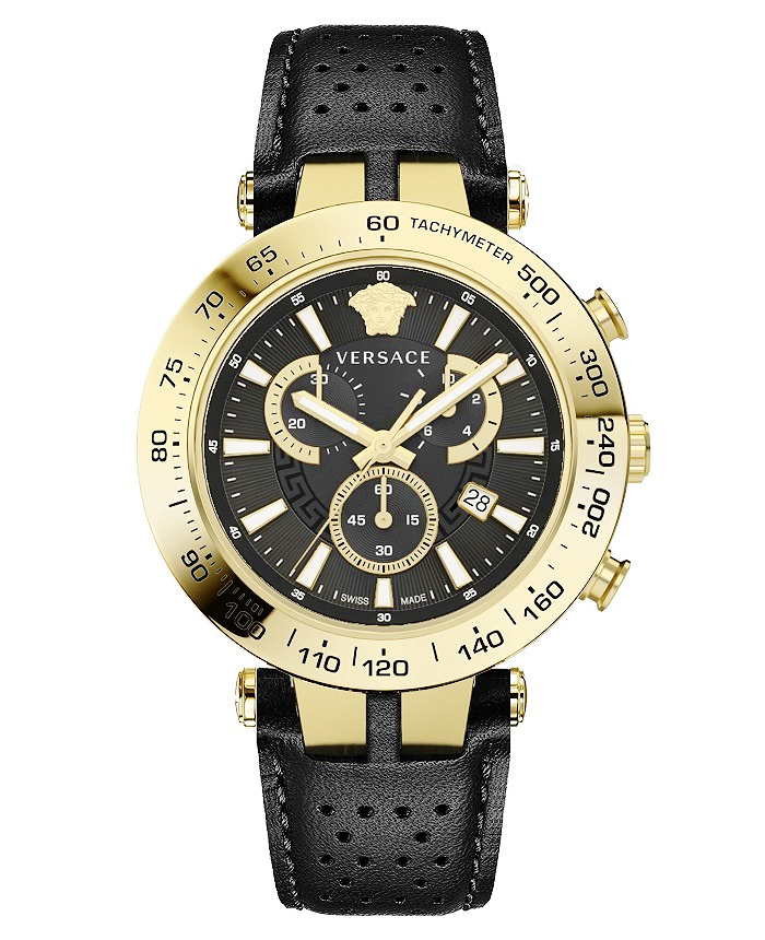 Versace Bold Roloi Xronogafos Batarias me Mavro Dermatino Louraki VEJB00422