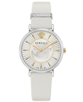 Versace V-Eternal Lady Roloi Batarias me Lefko Dermatino Louraki VEJL00122