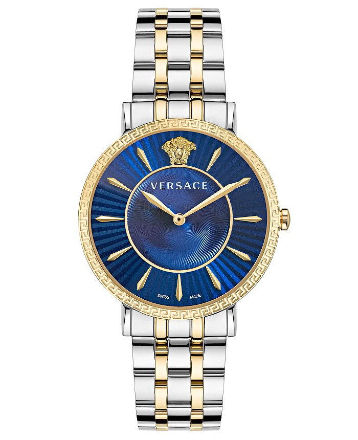 Versace V-Eternal Lady Roloi Batarias me Xruso / Asimi Metalliko Brasele VEJL00522