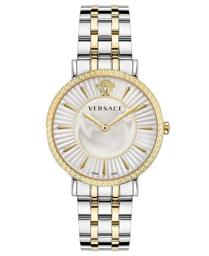 Versace V-Eternal Lady Roloi Batarias me Xruso / Asimi Metalliko Brasele VEJL00622