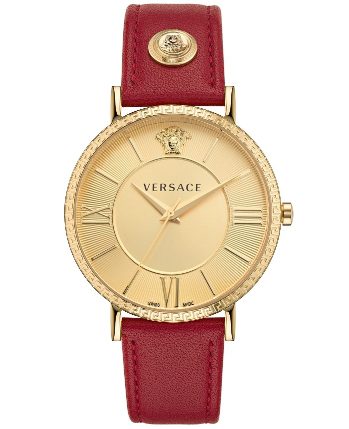 Versace V-Eternal Roloi Batarias me Kokkino Kaoutsouk Louraki VEKA00222