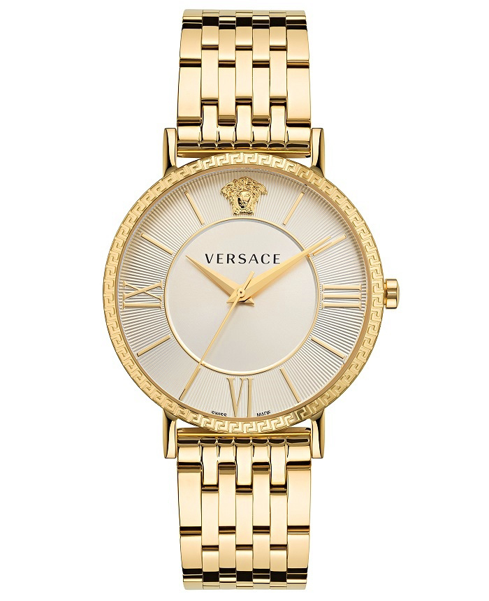 Versace V-Eternal Gent Roloi Batarias me Xruso Metalliko Brasele VEKA01122