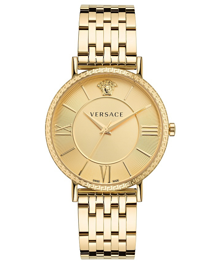 Versace V-Eternal Gent Roloi Batarias me Xruso Metalliko Brasele VEKA01222