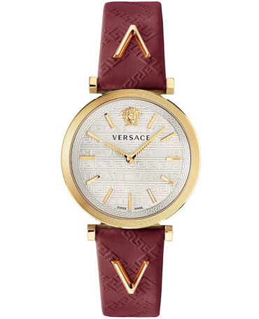 Versace V-Twist Ρολόι Μπαταρίας με Κόκκινο Δερμάτινο Λουράκι VELS00519