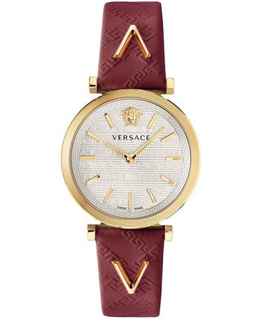 Versace V-Twist Ρολόι Μπαταρίας με Κόκκινο Δερμάτινο Λουράκι VELS00519