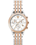 Versace Sport Tech Diamonds Roloi Xronogafos Batarias me Roz Xruso / Asimi Metalliko Brasele VELT00819