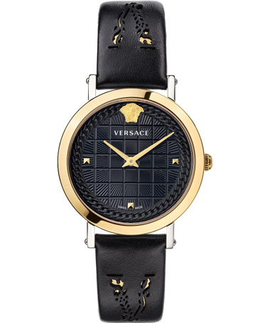 Versace Medusa Chain Ρολόι Μπαταρίας με Μαύρο Δερμάτινο Λουράκι VELV00120