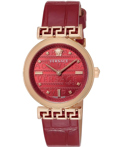 Versace Meander Roloi Batarias me Kokkino Dermatino Louraki VELW01222