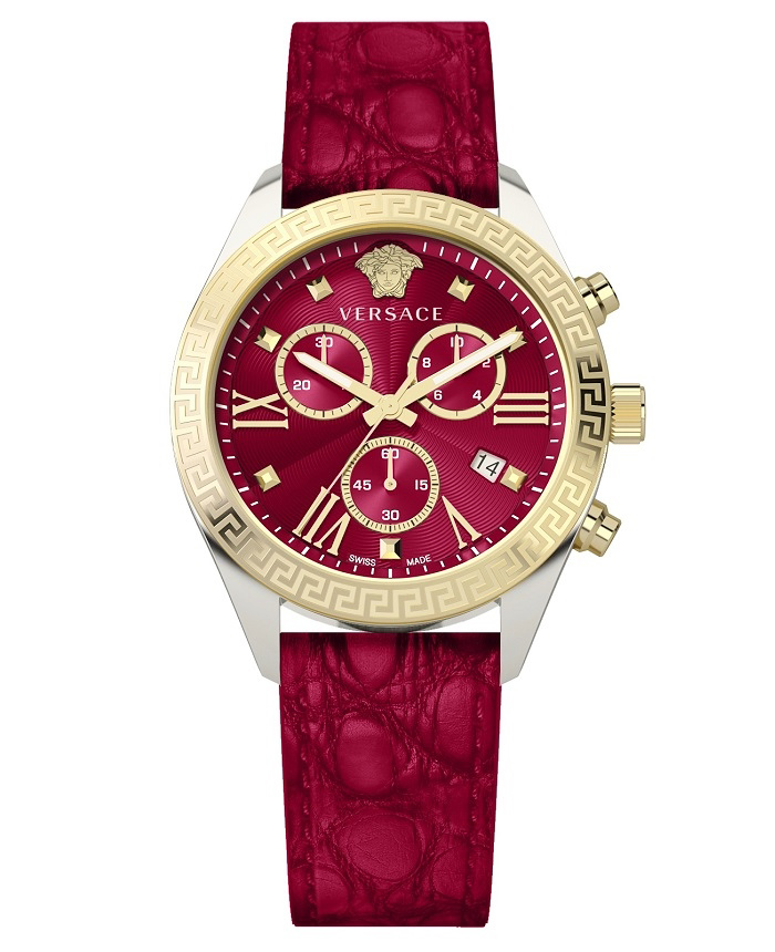 Versace Lady Greca Roloi Xronogafos Batarias me Kokkino Dermatino Louraki VEOX00222