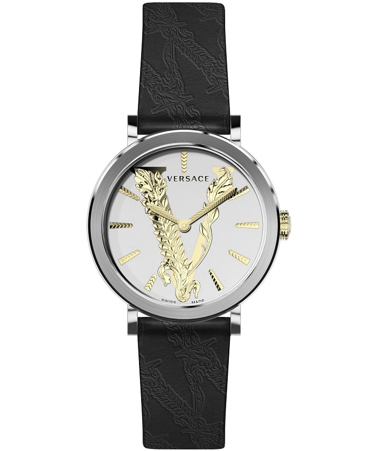 Versace Virtus Ρολόι Μπαταρίας με Μαύρο Δερμάτινο Λουράκι VERI00120