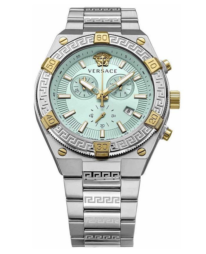 Versace Sporty Greca Roloi Xronogafos Batarias me Asimi Metalliko Brasele VESO01223