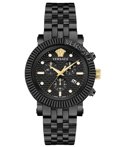 Versace New Chrono Classic Roloi Xronogafos Batarias me Mavro Metalliko Brasele VESQ01122