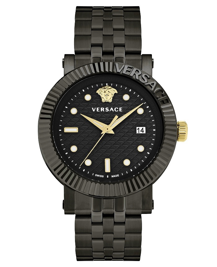 Versace New Gent Classic Roloi Batarias me Mavro Metalliko Brasele VESR01122