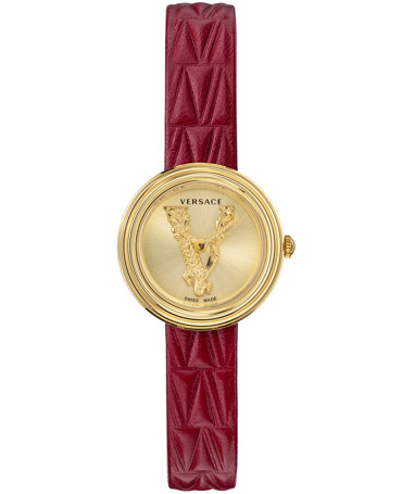 Versace V-Virtus Ρολόι Μπαταρίας με Κόκκινο Δερμάτινο Λουράκι VET300521