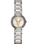 Versace V-Virtus Mini Roloi Batarias me Asimi Metalliko Brasele VET300621