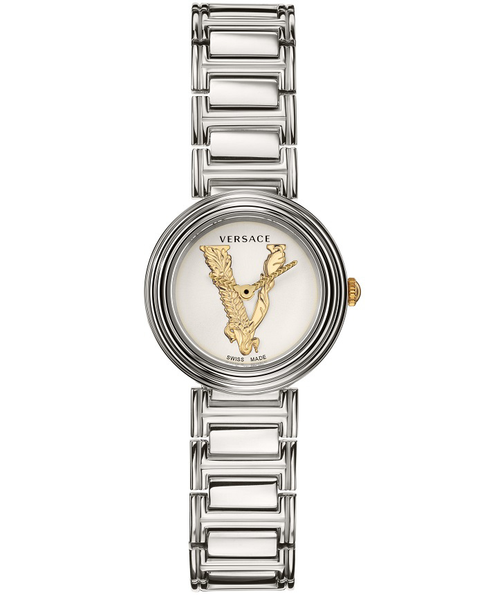 Versace V-Virtus Mini Roloi Batarias me Asimi Metalliko Brasele VET300621