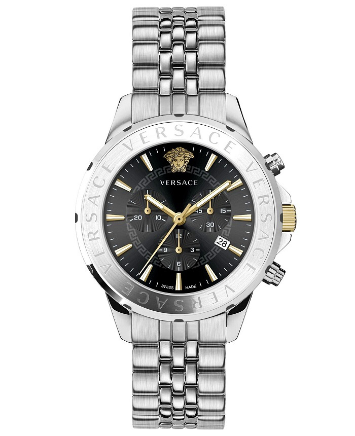 Versace Signature Roloi Xronogafos Batarias me Asimi Metalliko Brasele VEV601523