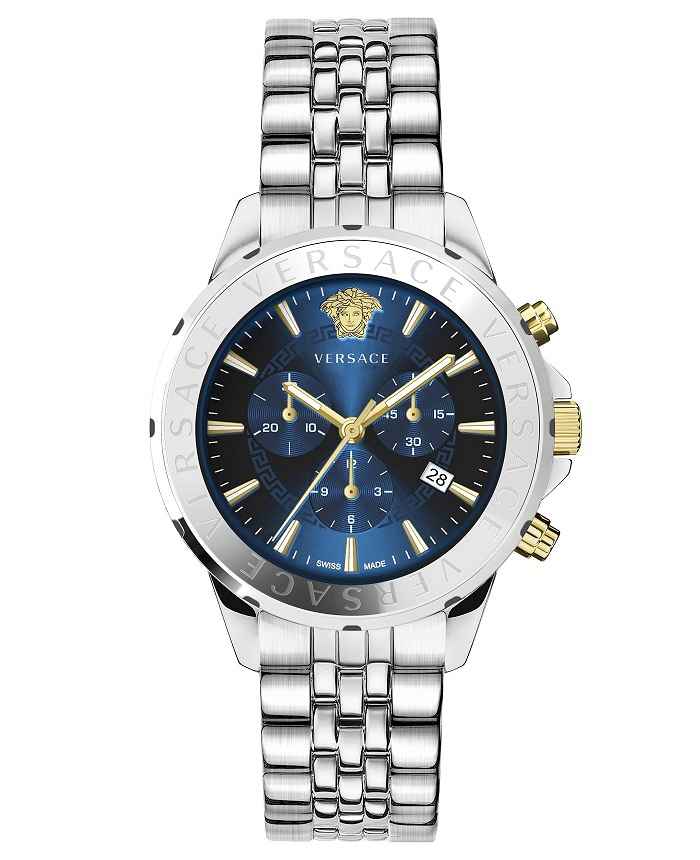 Versace Signature Roloi Xronogafos Batarias me Asimi Metalliko Brasele VEV601923