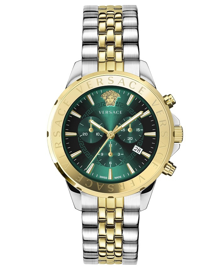Versace Signature Roloi Xronogafos Batarias me Xruso / Asimi Metalliko Brasele VEV602023