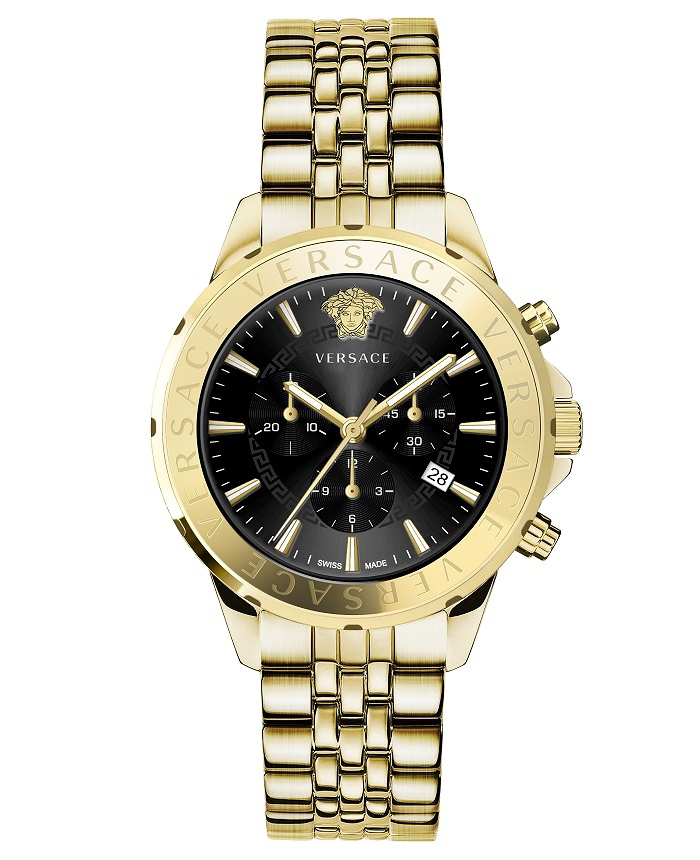 Versace Signature Roloi Xronogafos Batarias me Xruso Metalliko Brasele VEV602123