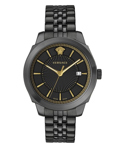 Versace Icon Classic Roloi Batarias me Mavro Metalliko Brasele VEV901823