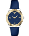 Versace Greca Roloi Batarias me Ble Dermatino Louraki VEVC00219