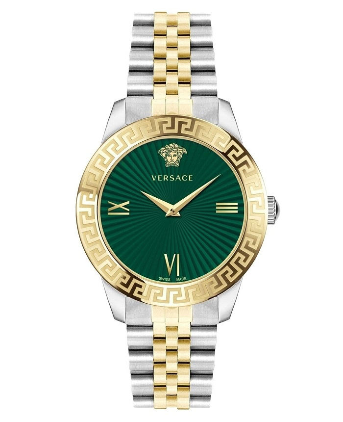 Versace Greca Roloi Batarias me Xruso / Asimi Metalliko Brasele VEVC01021