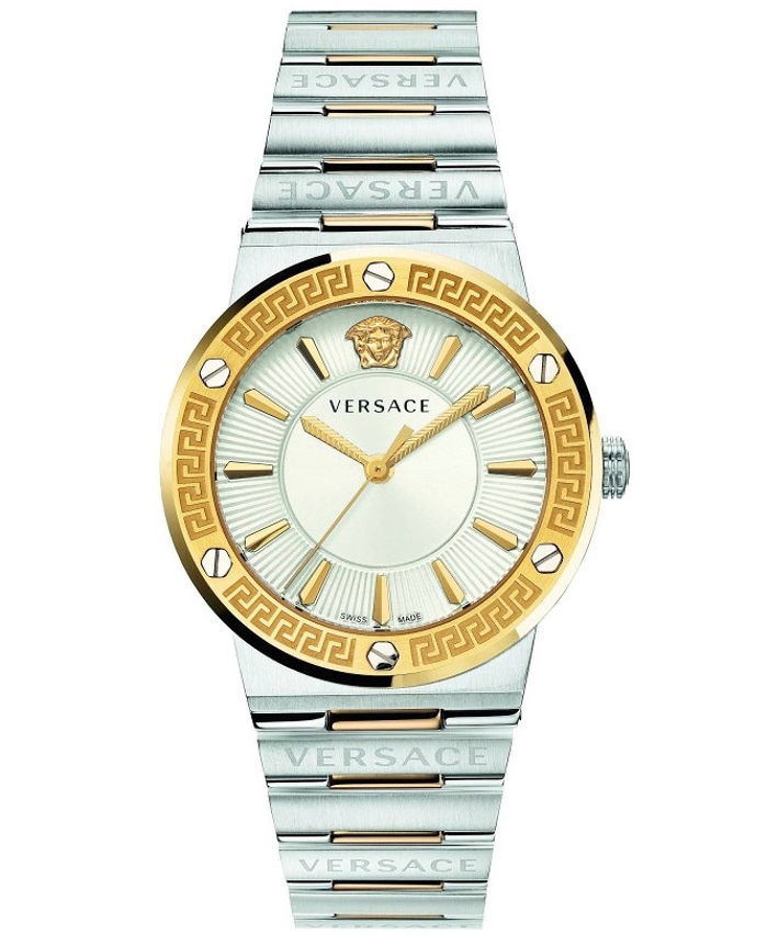 Versace Greca Logo Lady Roloi Batarias me Asimi Metalliko Brasele VEVH00620