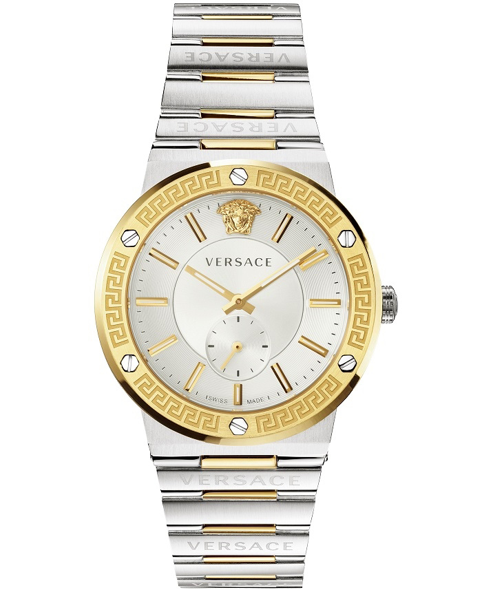 Versace Greca Logo Roloi Batarias me Xruso / Asimi Metalliko Brasele VEVI00320