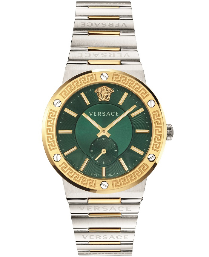 Versace Greca Logo Roloi Batarias me Xruso / Asimi Metalliko Brasele VEVI00420