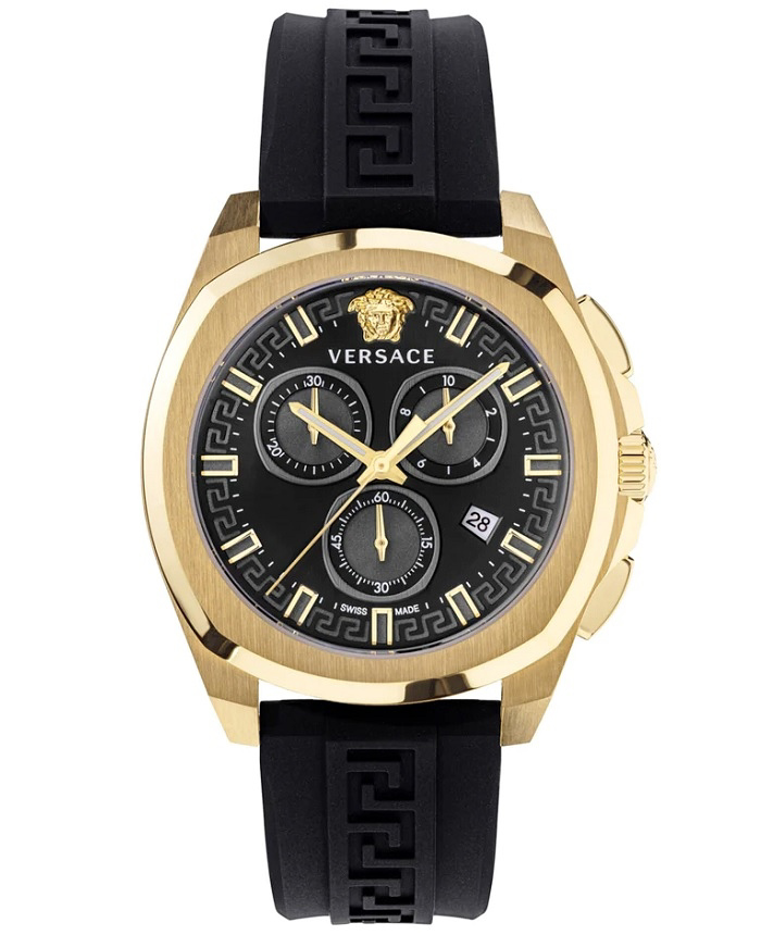 Versace Geo Roloi Xronogafos Batarias me Mavro Kaoutsouk Louraki VEZ800221