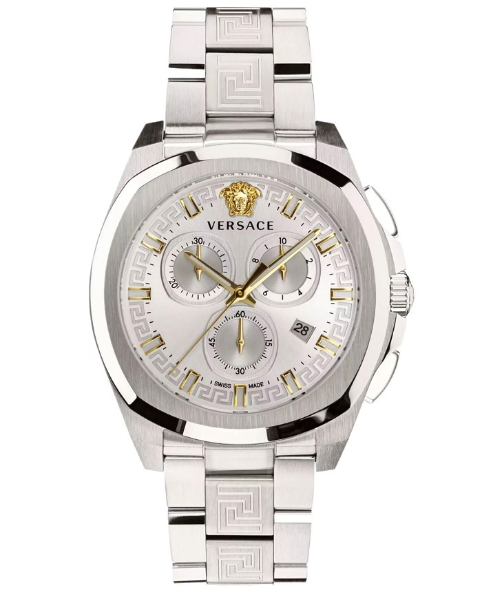Versace Geo Roloi Xronogafos Batarias me Asimi Metalliko Brasele VEZ800321