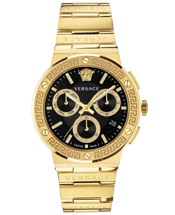 Versace Greca Logo Roloi Xronogafos Batarias me Xruso Metalliko Brasele VEZ900421