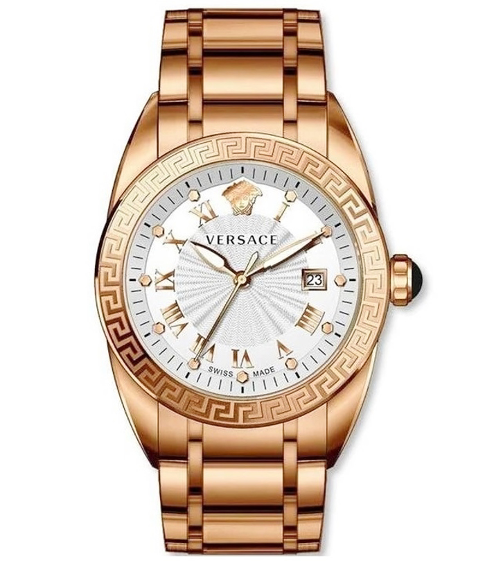Versace V-Sport II Roloi Batarias me Roz Xruso Metalliko Brasele VFE090013