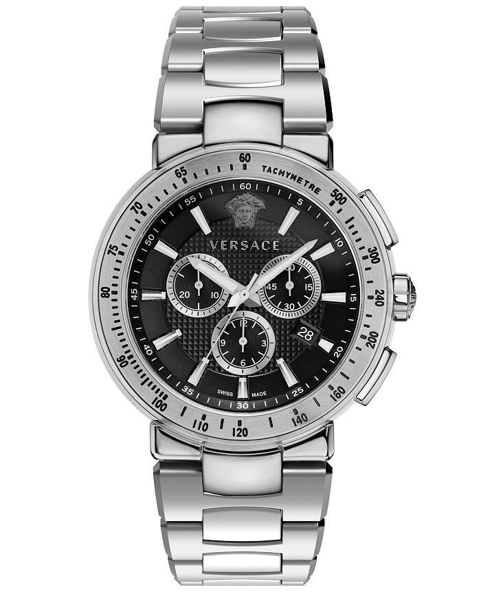 Versace Mystique Sport Roloi Xronogafos Batarias me Asimi Metalliko Brasele VFG170016