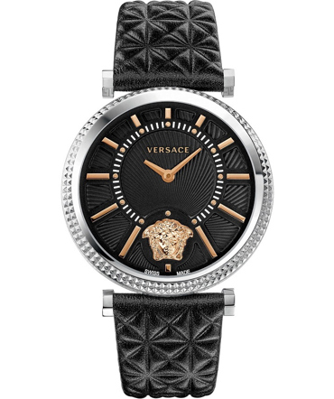 Versace V-Helix Lady Ρολόι Μπαταρίας με Μαύρο Δερμάτινο Λουράκι VQG020015