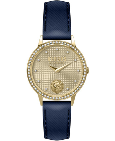 Versus by Versace Strandbank Crystals Ρολόι Μπαταρίας με Μπλε Δερμάτινο Λουράκι VSP572321