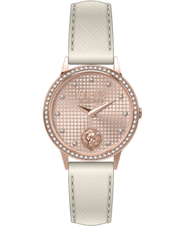 Versus by Versace Strandbank Crystals Ρολόι Μπαταρίας με Λευκό Δερμάτινο Λουράκι VSP572421