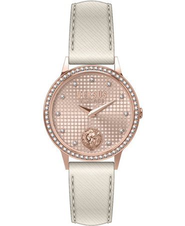 Versus by Versace Strandbank Crystals Ρολόι Μπαταρίας με Λευκό Δερμάτινο Λουράκι VSP572421